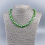 Colier din sidef natural verde nuanțat, mărgele rotunde, diametrul de aproximativ 8 mm, lungime aproximativă 48 cm