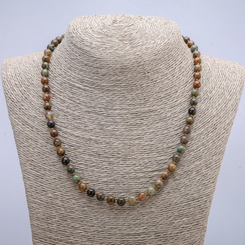 Colier din piatră naturală - jasper verde, bile netede, diametru 6 mm, lungime 45 cm +