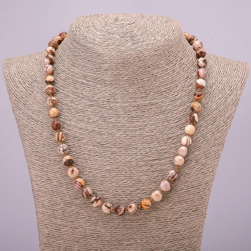 Colier din piatră naturală Jasper, mărgele facetate, diametrul 8 mm (+/-), lungime 48 cm