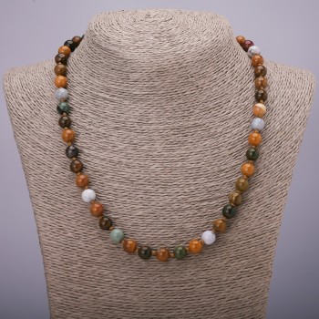 Colier din piatră naturală - Asortiment de bile netede, diametrul 8 mm, lungime 48 cm