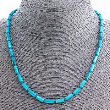 Colier cu sidef albastru, formă tuburi, 8×4 mm, lungime 45 cm