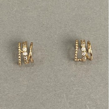 Caf triplu Xuping placare cu aur 18K, cristale albe 10x8mm +