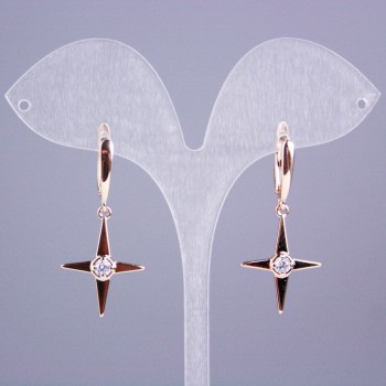 Cercei Xuping placat cu aur 18K, cu pietre albe «Stea», lungime 38 mm+