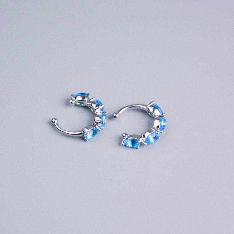 Kaf Xuping rodiu cu cristale albastre 13×3 mm +