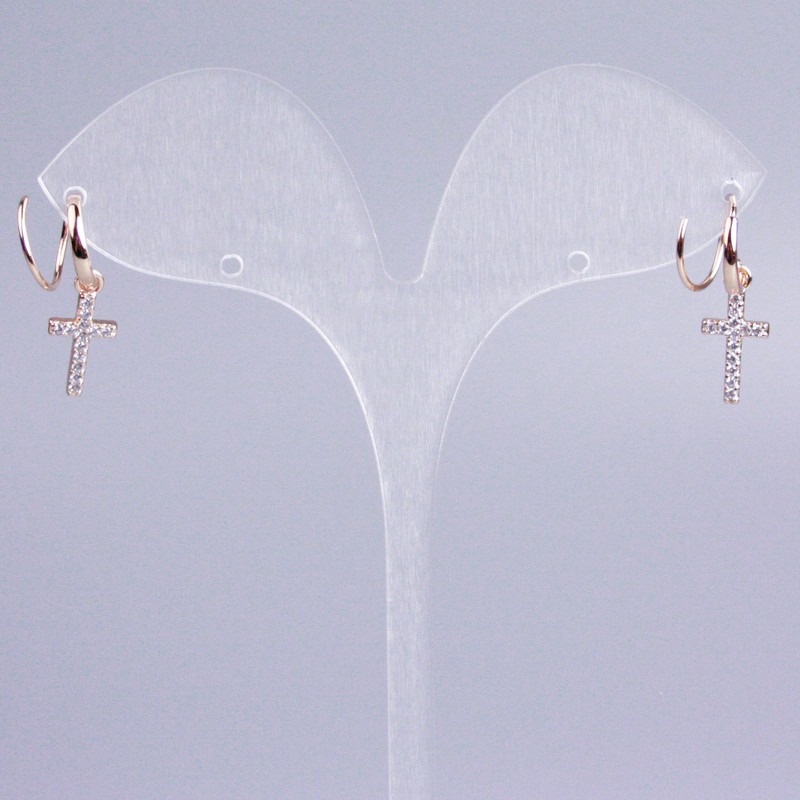 Kaf Xuping placare cu aur 18K, cristale albe, cruciuliță, lungime 20 mm +