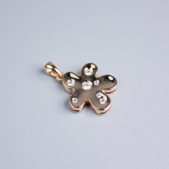 Pandant Xuping placat cu aur 18K, floare cu cristale albe, diametrul 19x18 mm+