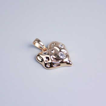 Pandantiv Xuping placat cu aur 18K, inimă cu cristale albe, diametrul 16x18 mm+