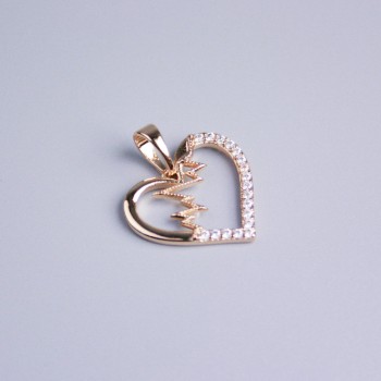Pandantiv Xuping placat cu aur 18K «Inimă» cu cristale albe, diametru 13×18 mm+