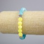 Brățară „Ucraina” cu acvamarin sintetic și citrin sintetic, margelă netedă, diametrul 8,5 mm, lungime 18 cm, pe elastic