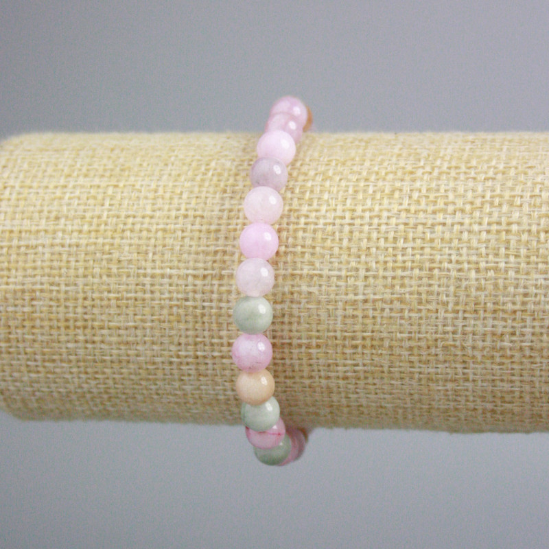 Brățară din jadit colorat, bile netede, diametru 6,5 mm, lungime 18 cm (elastic)