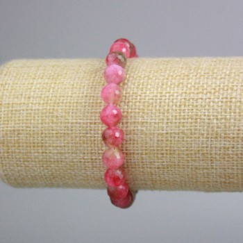 Brățară din turmalin polihrom cu mărgele tăiate, diametrul 8 mm, lungime 18 cm ± (extensibil)