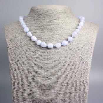 Colier cu acvamarin, piatră naturală, mărgele fațetate, diametrul 11x8 mm, lungime 46 cm