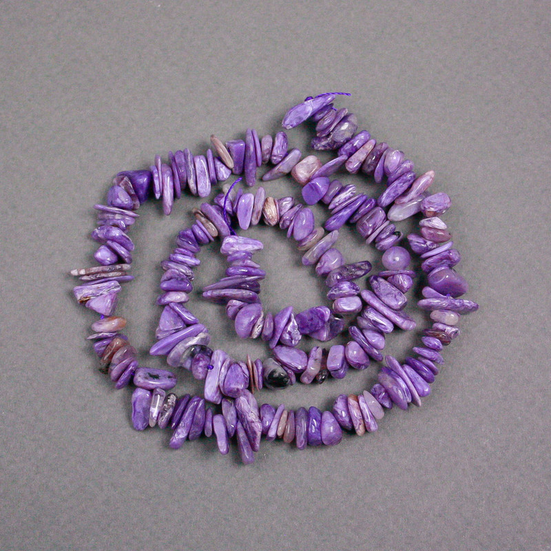 Mărgele pe șnur din charoit, piatră naturală, granule, diametrul 8×3 mm, lungime 40 cm