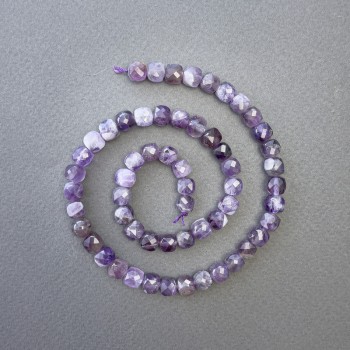 Mărgele pe șnur - ametist, piatră naturală, tăiate cuburi, diametrul 7×7 mm, lungimea 39 cm