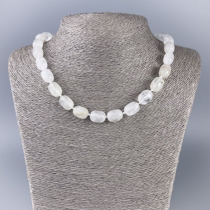 Colier din cristal de munte, mărgele baril, diametru 14x10 mm, lungime 47 cm