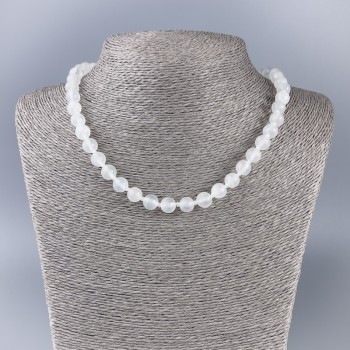 Colier cuart alb (acrilic artificial) mărgele netede, diametrul de 8,5 mm, lungime 46 cm