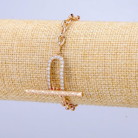 Brățară Xuping placare cu aur 18K cu cristale albe, grosime 5 mm, lungime 18 cm