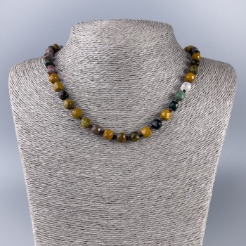 Colier din jasper, piatră naturală, cuburi tăiate, diametru aproximativ 8x8 mm, lungime 51 cm