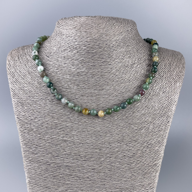 Colier din jasper, piatră naturală, mărgele netede, diametrul 6,5 mm, lungime 49 cm