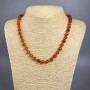 Colier din carneol, piatră naturală, bile tăiate, diametrul 8 mm, lungime 49 cm ±