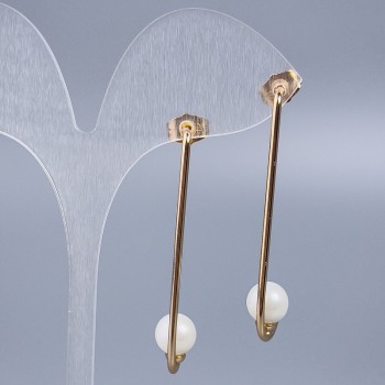 Сережки пусети Xuping з намистиною Майорка, діаметр 8мм, довжина 4, 5см+- Позолота 18К