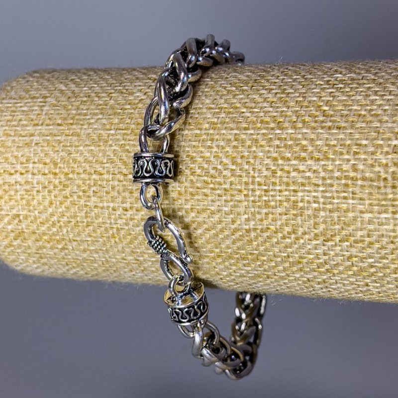 Brățară-lanț «Încuietoare» din metal argintiu 6×8 mm, grosime 8 mm, lungime 21 cm +