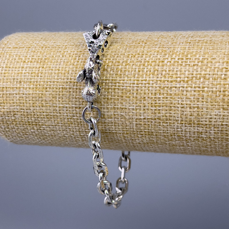 Brățară-lanț «Mișa» metal argintiu 30,5x10mm, grosime 7mm, lungime 22cm +