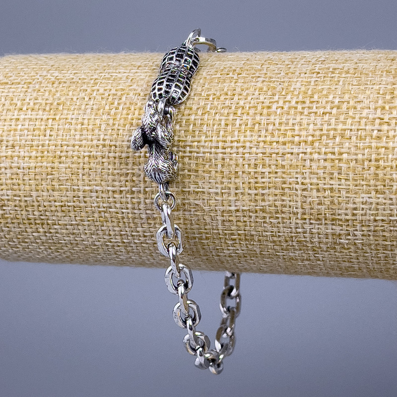 Brățară-lanț «Grizun» metal argentiu 35x8,5 mm, grosime 6 mm, lungime 21 cm +