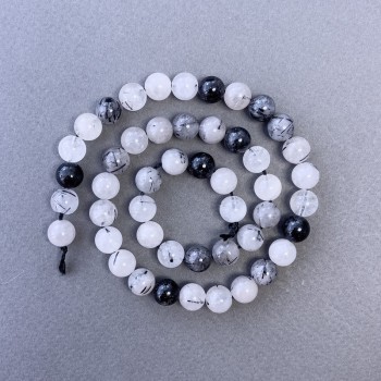 Mărgele din cuarț rutilit cu incluziuni filiforme, piatră naturală, bile netede, diametrul 8,5 mm, lungime 39 cm