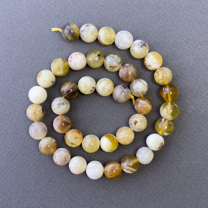 Mărgele din opal galben, piatră naturală, bile netede, diametrul 10,5 mm, lungime 39 cm