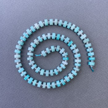 Mărgele din Amazonit, piatră naturală, discuri pe șnur, diametrul 6×3 mm, lungime 40 cm, cu mărgele de 3×2 mm