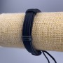 Brățară pentru bărbați, lungime 18–25 cm, grosime 12 mm, piele ecologică neagră, cu închidere reglabilă