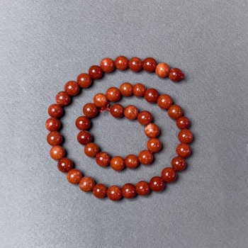Mărgele din jasper roșu (presate) bile netede, diametrul 8,5 mm, lungime 39 cm, pe șnur