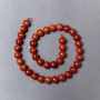 Mărgele din jasper roșu (presat) — bilă netedă, diametrul 10 mm ±, lungimea 39 cm ± pe șnur