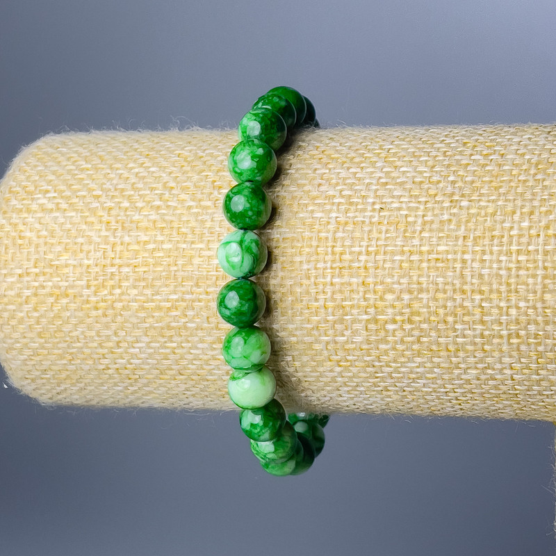 Brățară din crizoprază (acrilic artificial) mărgele netede, diametrul 8,5 mm, lungime 18 cm (elastică)