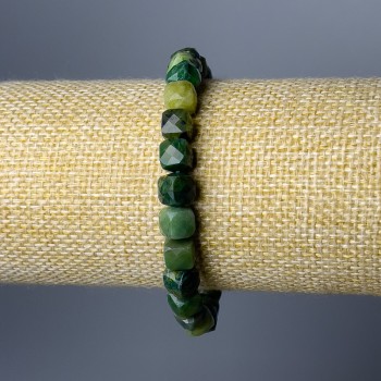 Браслет Асорті натуральний камінь гранований кубик, діаметр 7, 5мм+-, довжина 18см (стрейч)