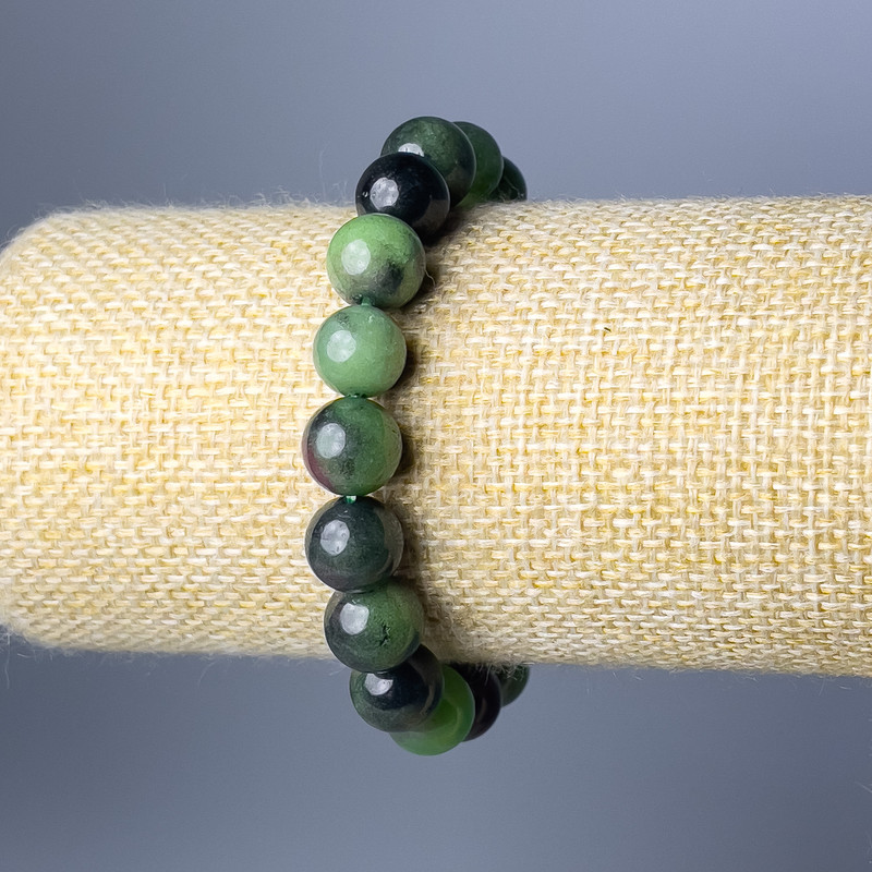 Brățară din zoizit natural, mărgele netede, diametrul 10,5 mm, lungime 18 cm (elastică)