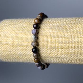 Brățară din petersit, piatră naturală, bile netede, diametru 6,5 mm, lungime 18 cm (elastică)