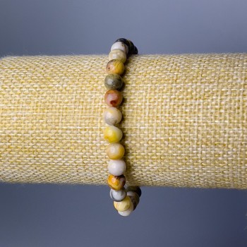 Brățară din agată marocană, piatră naturală, mărgele netede, diametrul 7 mm, lungime 18 cm (elastic)