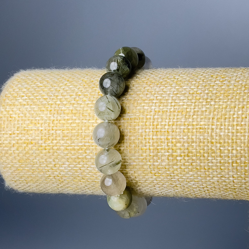 Brățară din cuarț rutilit, păr de pisică, piatră naturală, bile netede, diametrul 10 mm, lungime 18 cm (elastic)