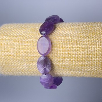 Brățară din ametist natural, cu zale ovale, diametrul 13×18 mm, lungime 18 cm (extensibil)