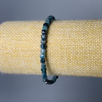Brățară din indigoit, piatră naturală, cuburi cu fațete, diametrul 4 mm, lungime 18 cm (elastică)