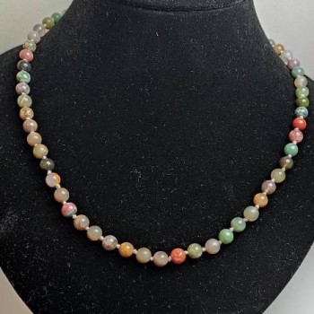 Colier din jasper verde, piatră naturală, mărgele rotunde netede, diametrul 6,5 mm, lungime 50 cm