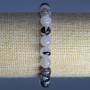 Brățară din cuarț rutilit cu fibre de rutilit, piatră naturală, mărgele netede, diametrul aproximativ 8,5 mm, lungime 18 cm (elastic)