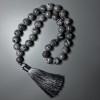 Mătănii din jasper oceanic gri (acrilic artificial) bile lucioase, diametrul 12 mm ±, 33 mătănii, cu inserții metalice