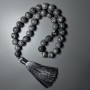 Mătănii din jasper oceanic gri (acrilic artificial) bile lucioase, diametrul 12 mm ±, 33 mătănii, cu inserții metalice