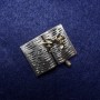 Broșă Cartea cu ochelari, gri și auriu, email, metal argintiu, 35×26 mm