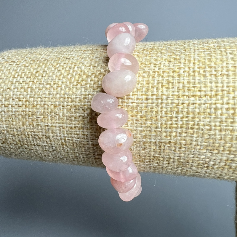 Brățară din cuarț roz, piatră naturală, mărgele facetate, diametrul 11x7 mm +/-, lungime 18 cm +/- (elastic)