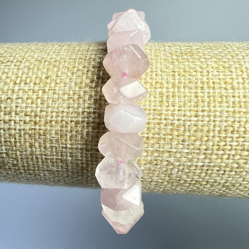 Brățară din cuarț roz natural, rondelle facetate, diametru 10x7 mm, lungime 18 cm ± (elastic)