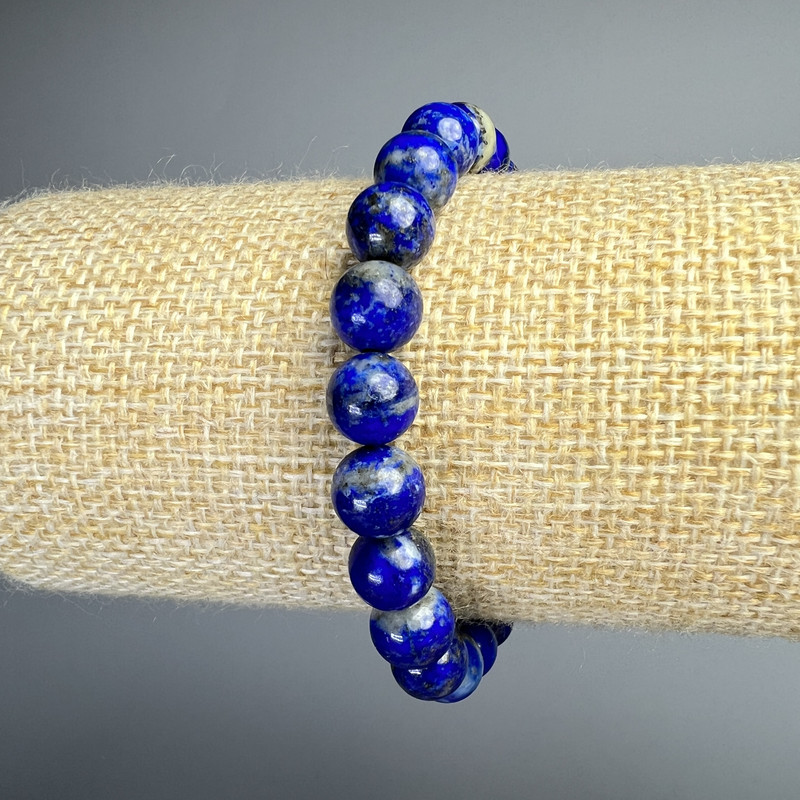 Brățară din lazurit natural, mărgele netede, diametrul aproximativ 8,5 mm, lungime 18 cm (elastic)
